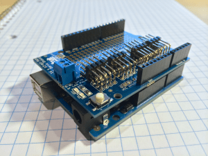Assembled Shield Stacked on Arduino